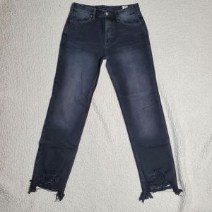 NWOT We The Free Distressed Hem Cotton Cropped Black Jeans Size 25